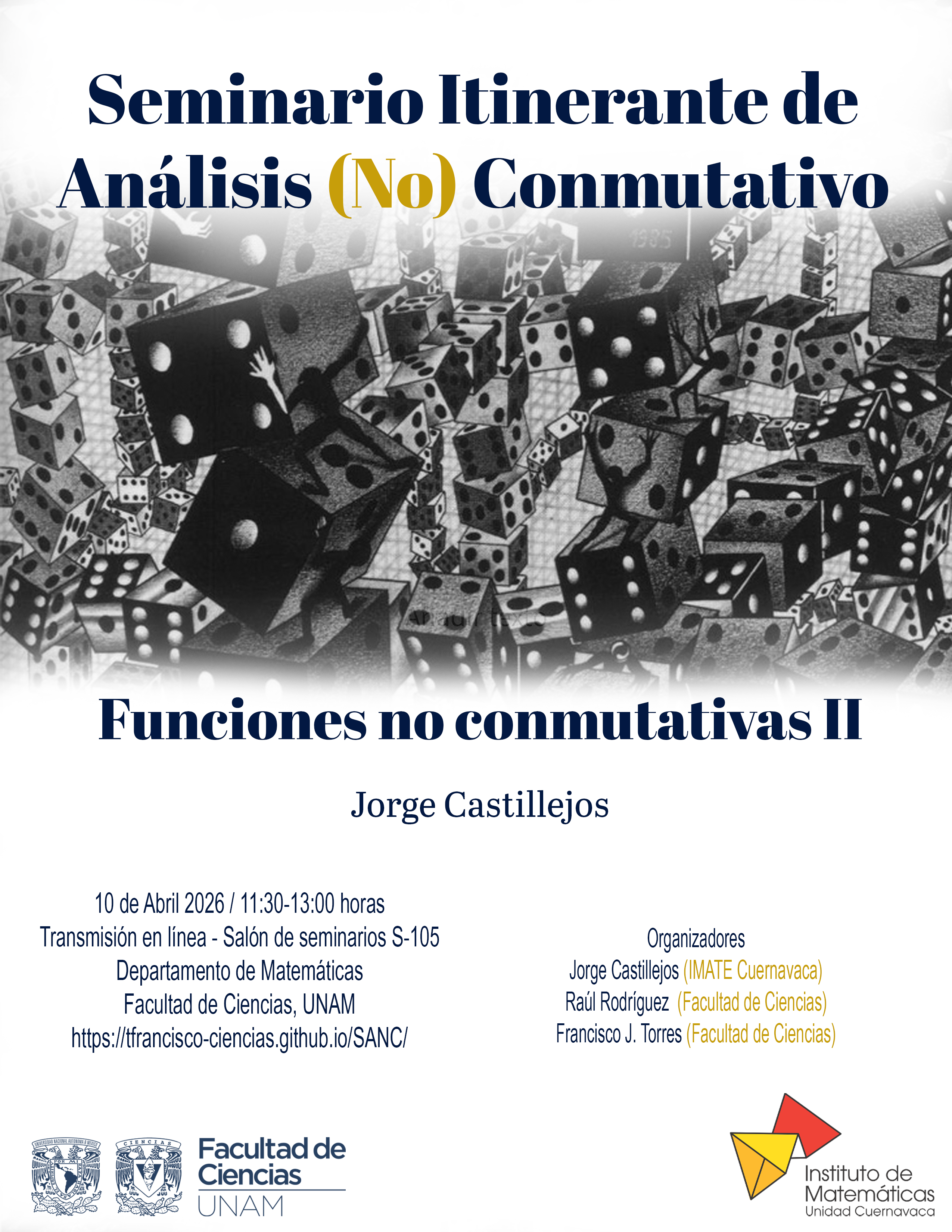 Póster de la próxima sesión del Seminario de Análisis (No) Conmutativo