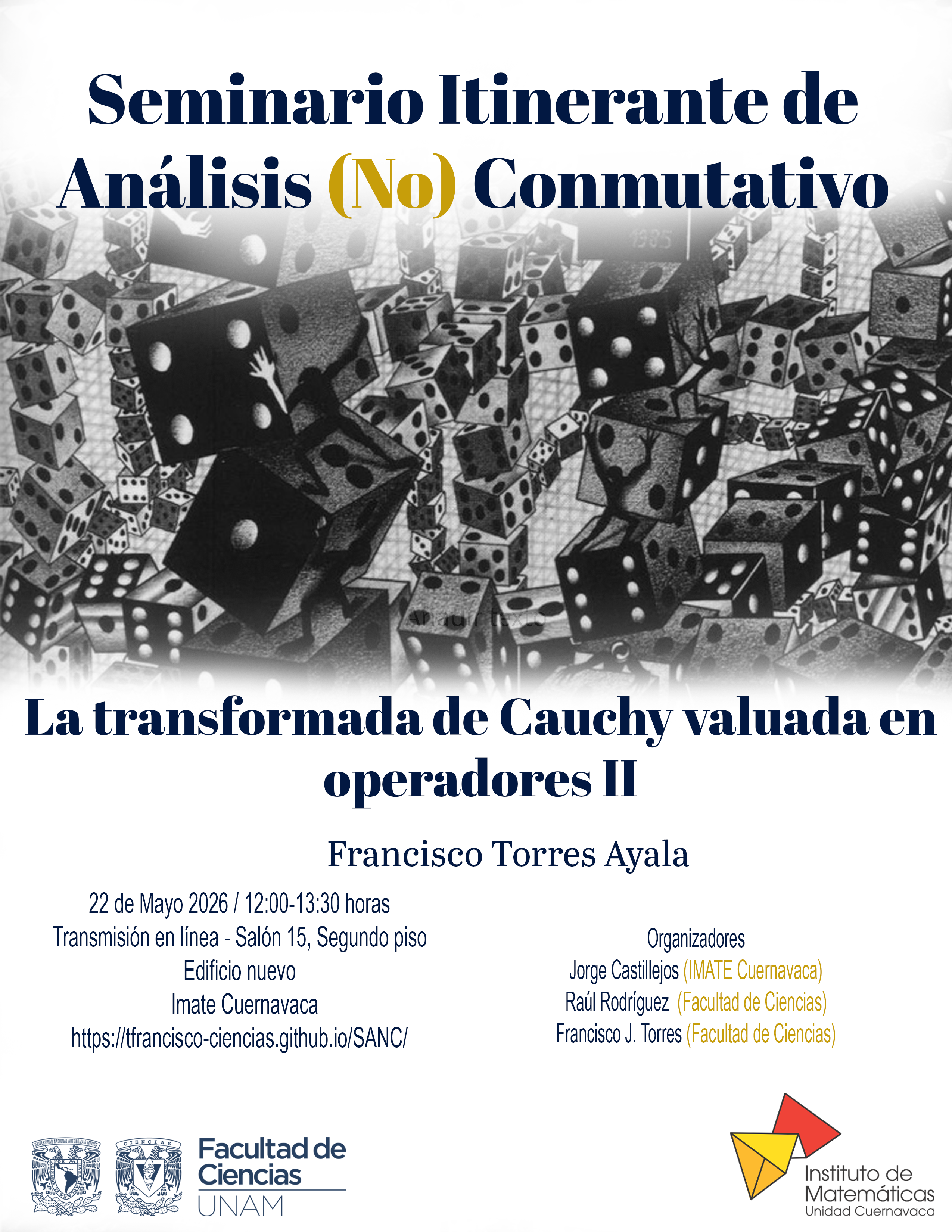 Póster de la próxima sesión del Seminario de Análisis (No) Conmutativo