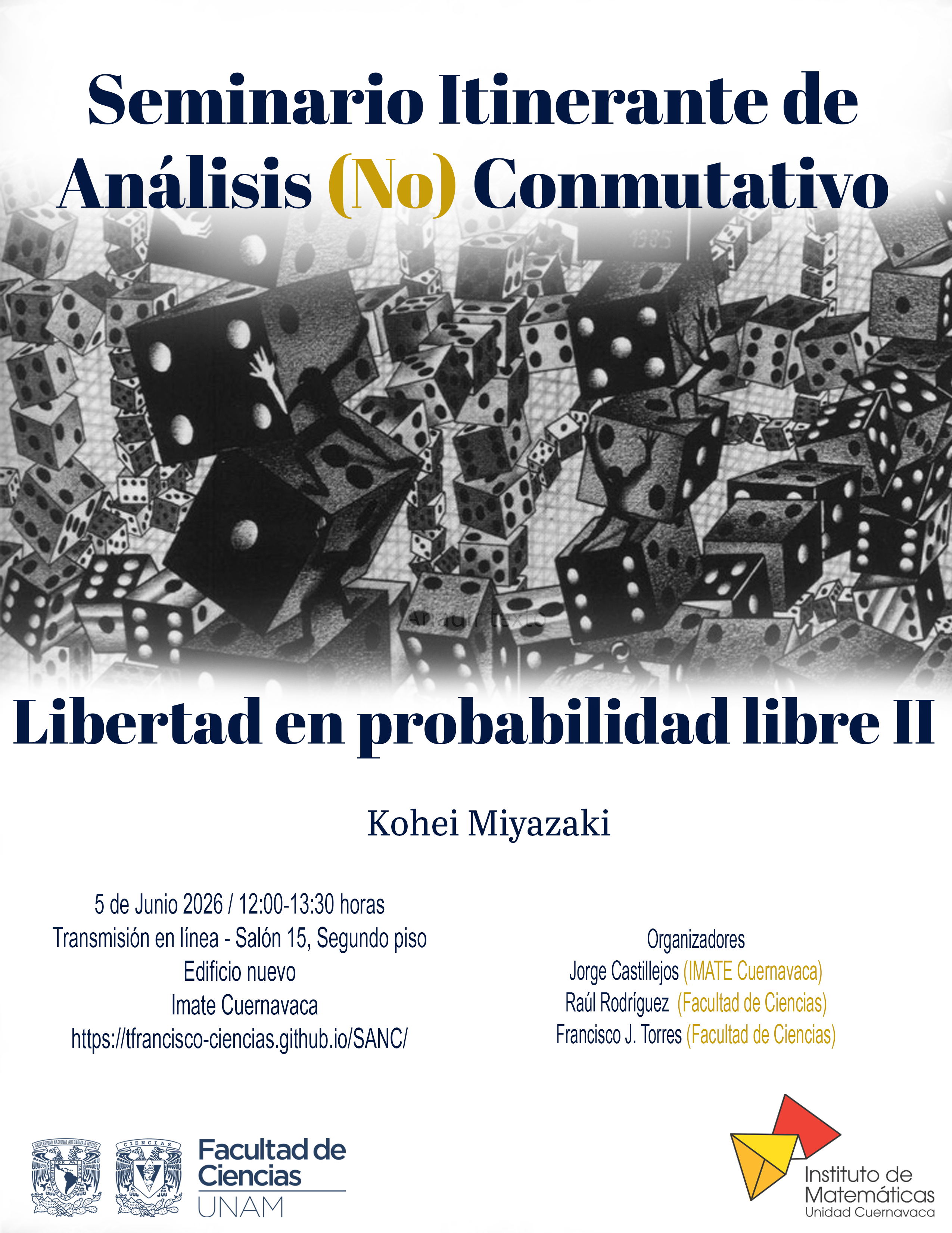 Póster de la próxima sesión del Seminario de Análisis (No) Conmutativo